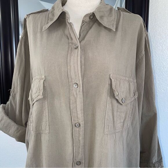 Avenue Womens Cotton Collared 3/4 Sleeve Button Down Shirt Dress Size 18/20 - Picture 4 of 10